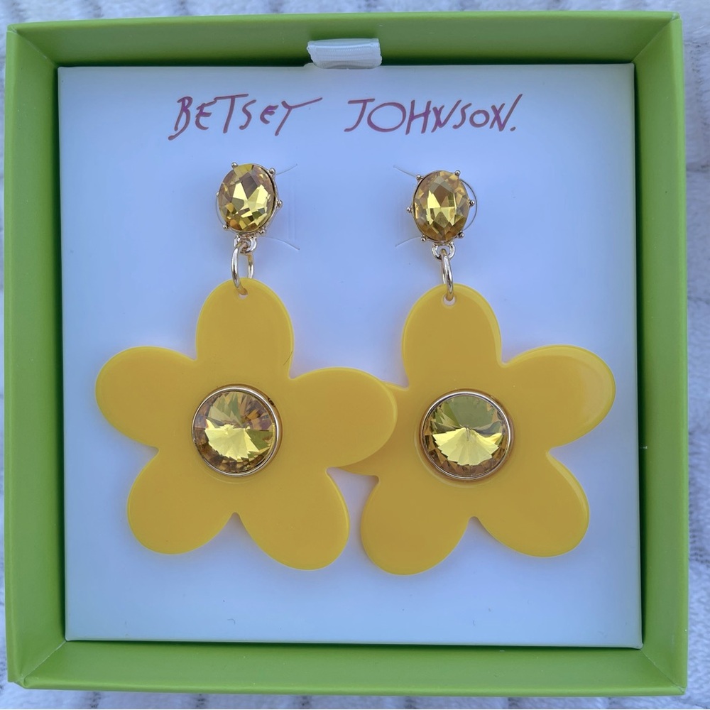 Betsey Johnson Flower Power Stud Drop Earrings